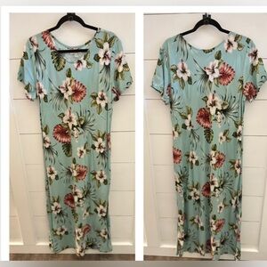HAWIIAN ORIGINAL Hibiscus Blue Made in Hawaii casual maxi woman resortwear dress